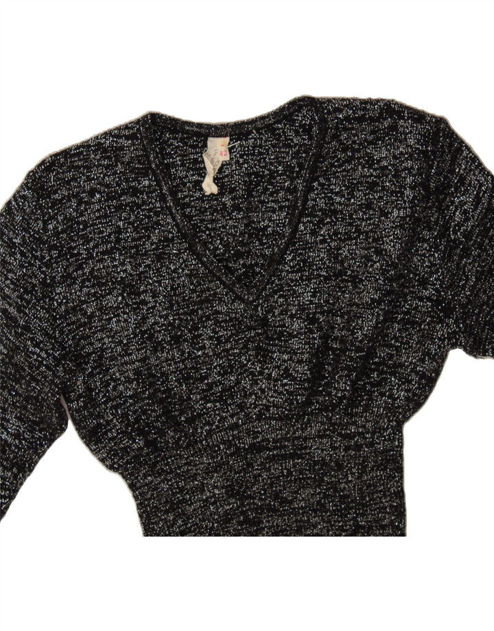 VINTAGE Womens V-Neck Jumper Sweater IT 42 Medium Black Polyacrylic Vintage Vintage and Second-Hand Vintage from Messina Hembry 