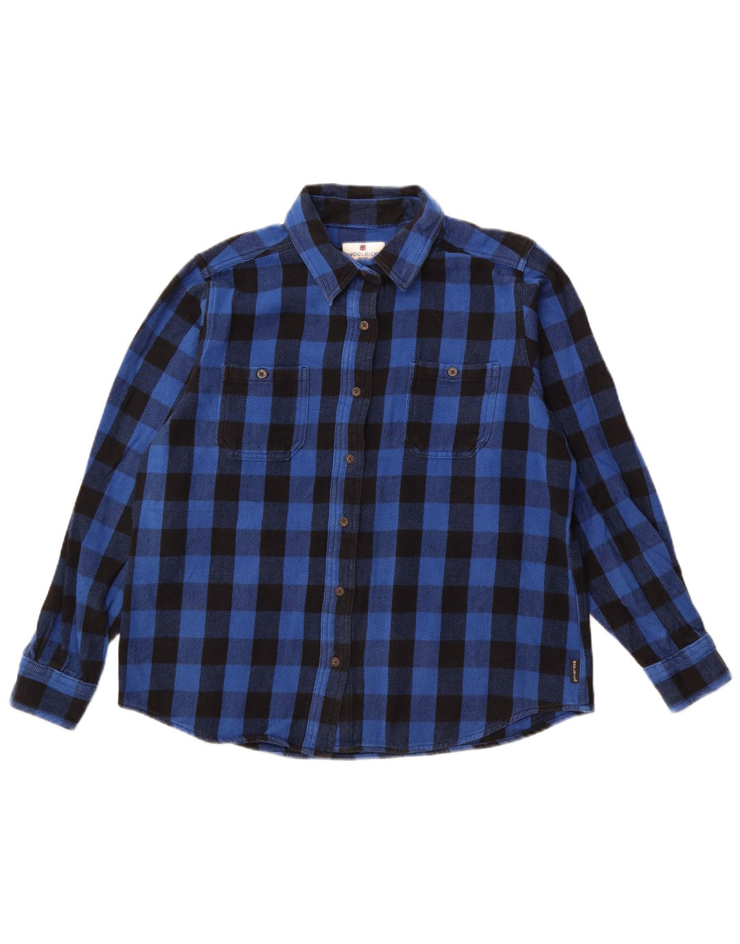WOOLRICH Womens Flannel Shirt UK 16 Large Blue Check Cotton