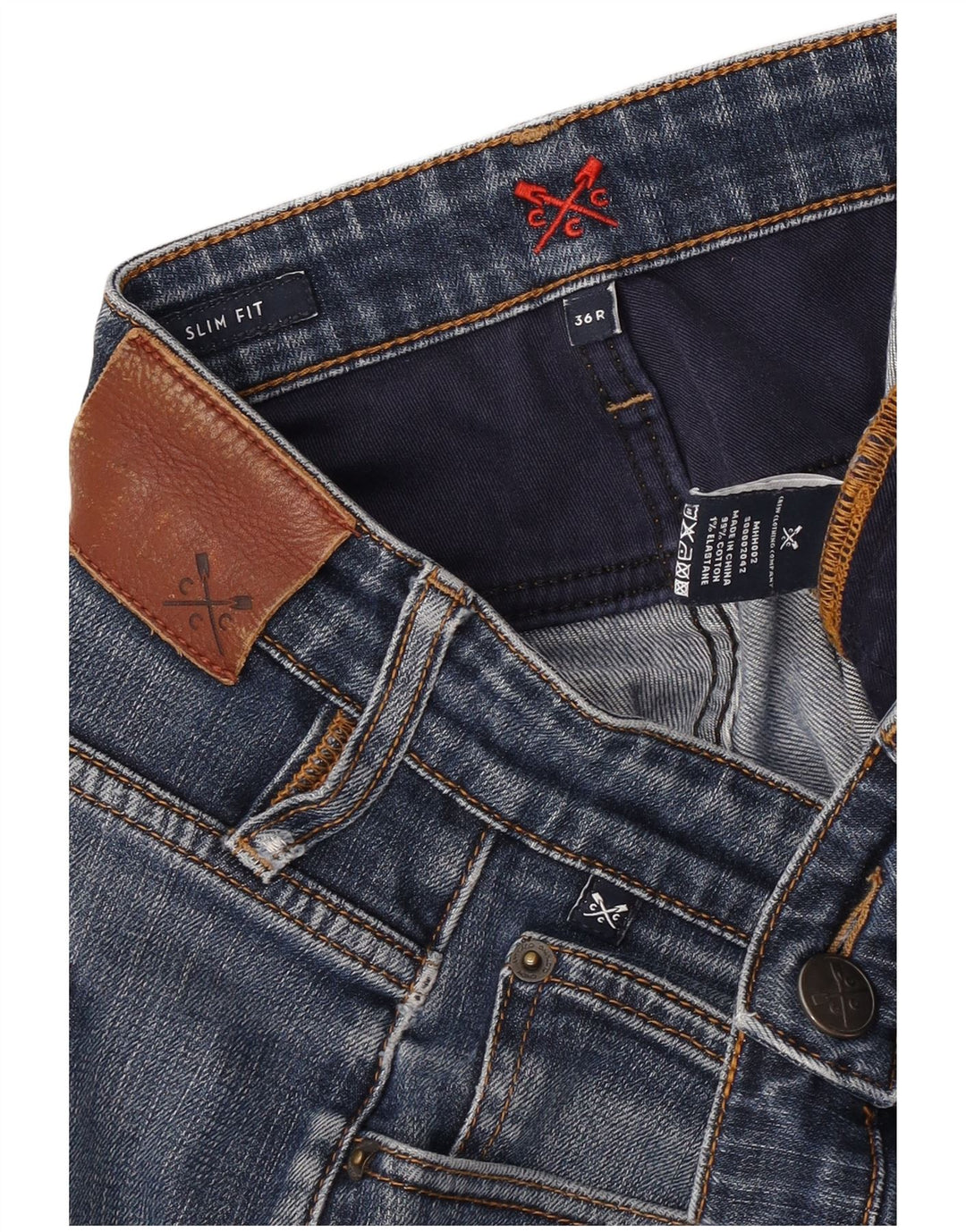 Crew Clothing Blugi slim pentru bărbați W36 L31 Bumbac albastru