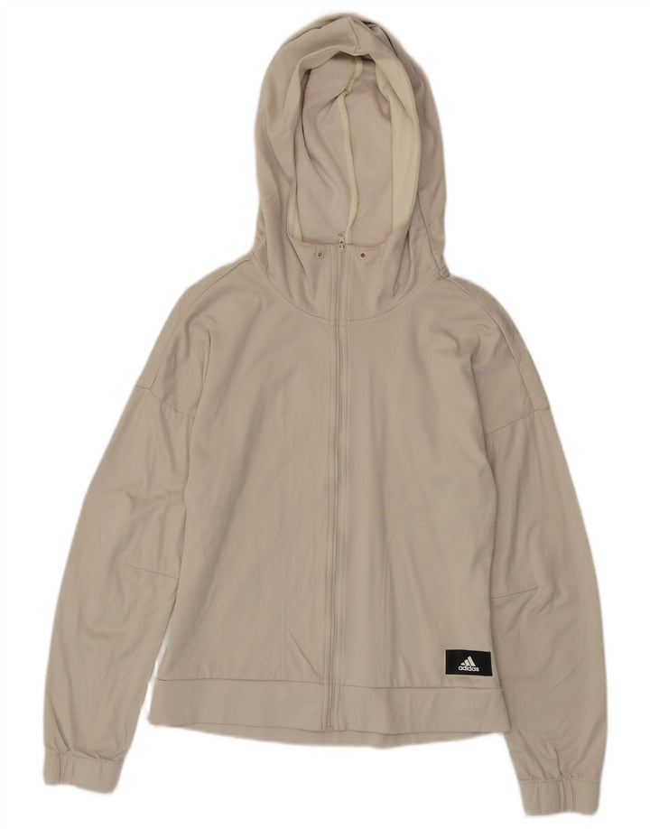 Pulover ADIDAS pentru femei, cu fermoar, UK 8/10, poliester alb mic