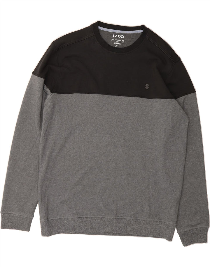 IZOD Mens Stretch Sweatshirt Jumper XL Grey Colourblock Polyester Vintage Izod and Second-Hand Izod from Messina Hembry 