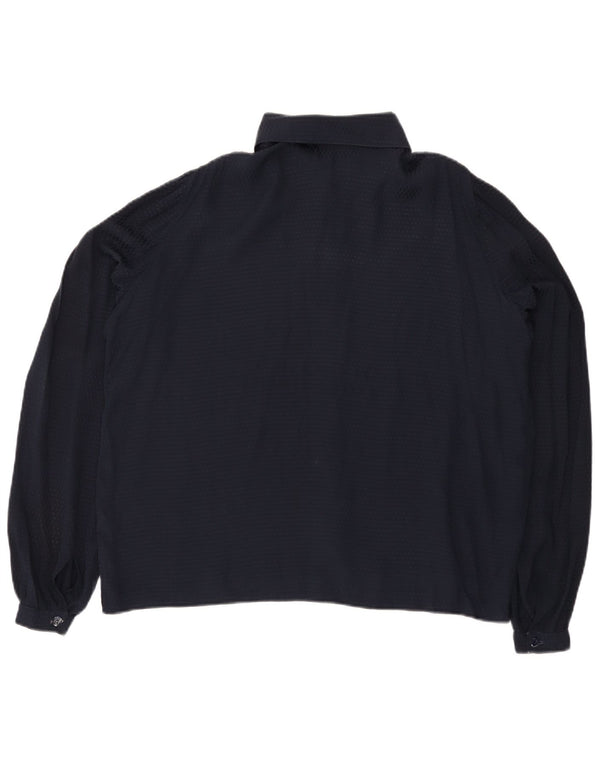Bluză cămașă vintage pentru femei UK 18 XL bleumarin