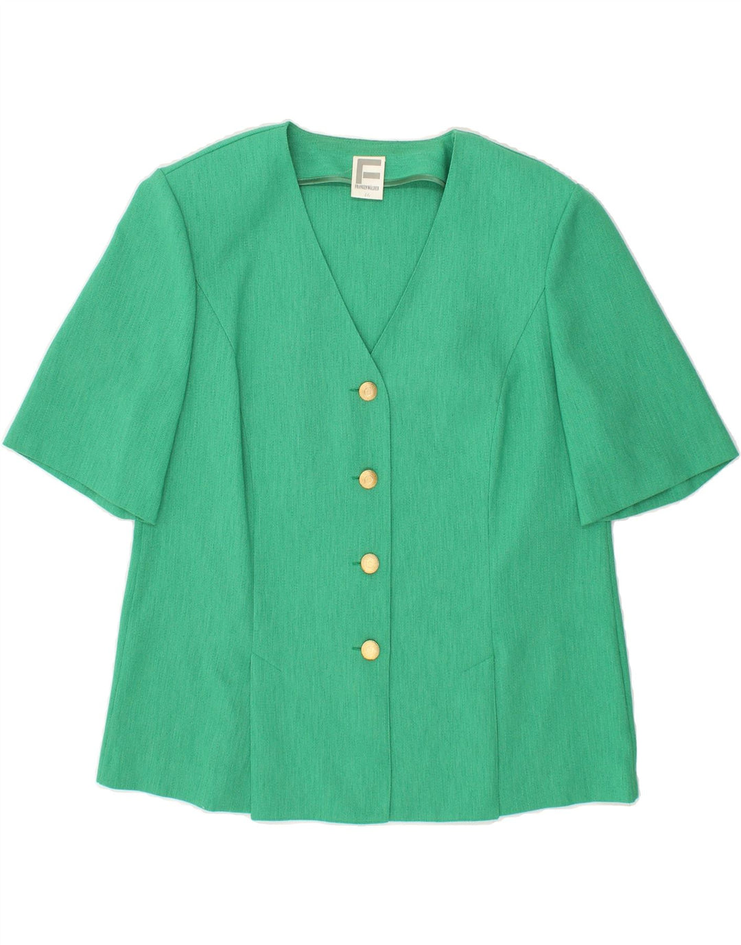 FRANKEN WALDER Womens 4 Button Short Sleeve Blazer Jacket EU 46 XL Green Vintage Franken Walder and Second-Hand Franken Walder from Messina Hembry 