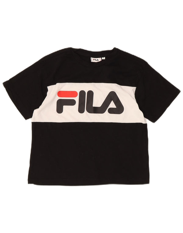 Tricou Crop Graphic pentru femei Fila, UK 6 XS, bumbac negru