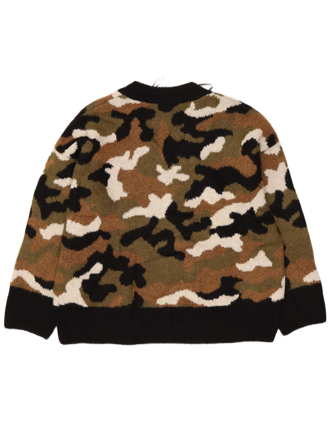 Pulover cu decolteu în V Zara pentru femei UK 10 Camuflaj multicolor mic
