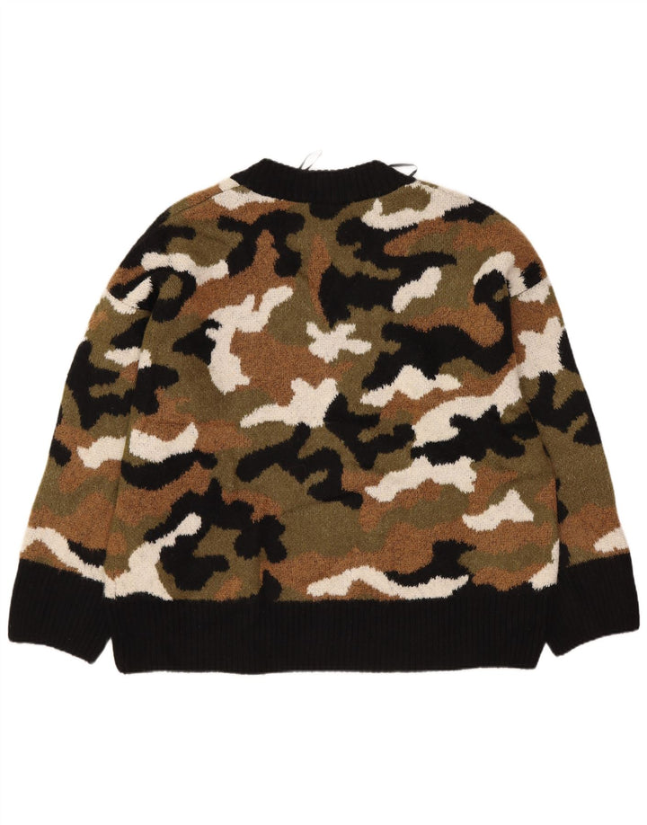 Pulover cu decolteu în V Zara pentru femei UK 10 Camuflaj multicolor mic