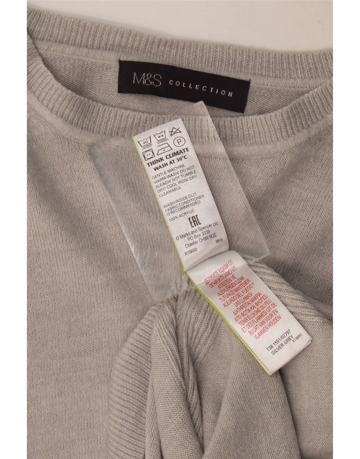 MARKS & SPENCER Pulover pentru femei cu gât de barcă UK 12 Medium Gri Acrilic