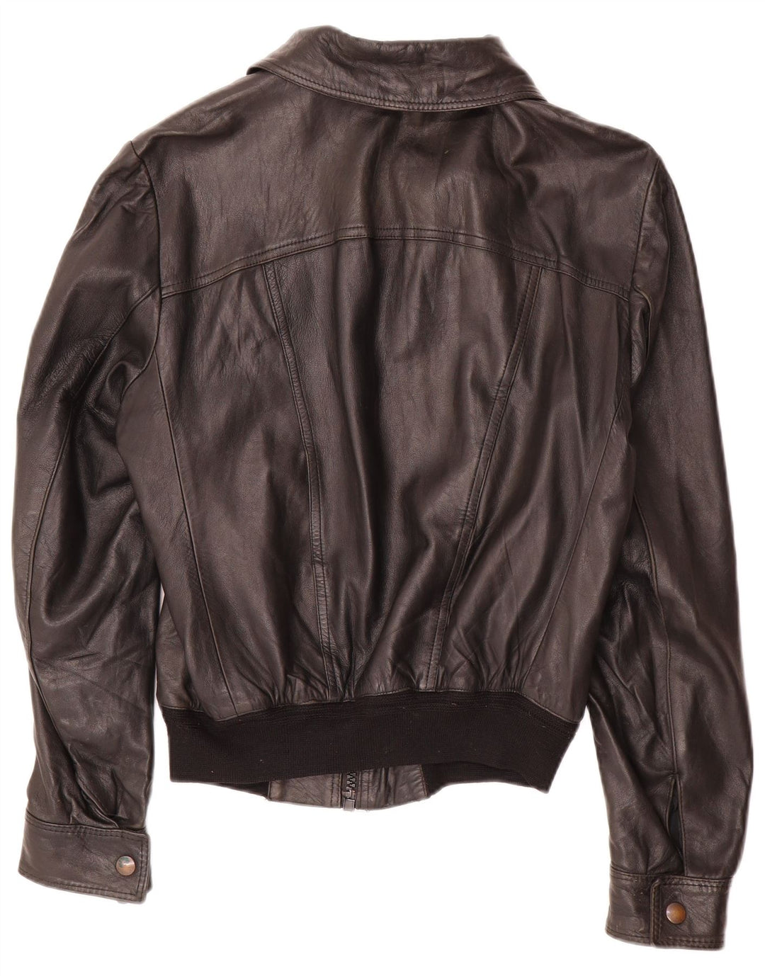 Jachetă de piele vintage pentru femei UK 14 Medium Black Leather