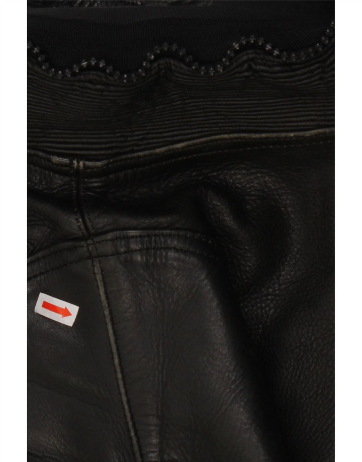 Pantaloni de damă VINTAGE EU 38 Medium W28 L27 Piele neagră color bloc