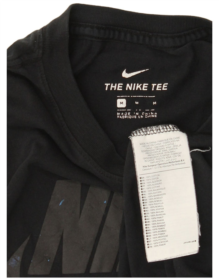 NIKE Mens Graphic T-Shirt Top Medium Black Cotton