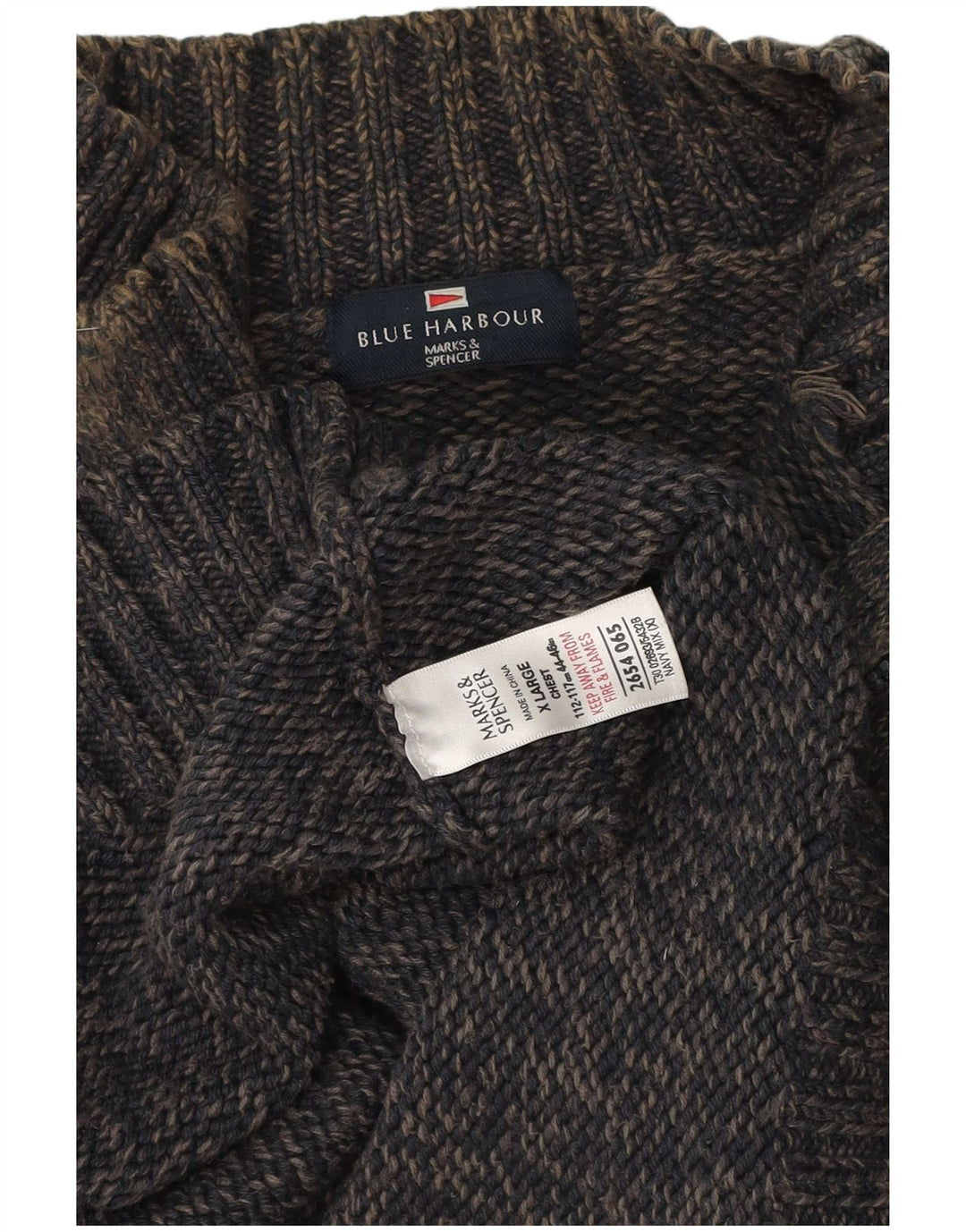 Pulover pentru bărbați Marks & Spencer, Blue Harbour, cu fermoar, cu gât, XL, bleumarin