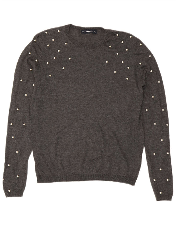 Pulover pentru damă Zara, cu gât turnut, UK 10 Mic Gri Modal