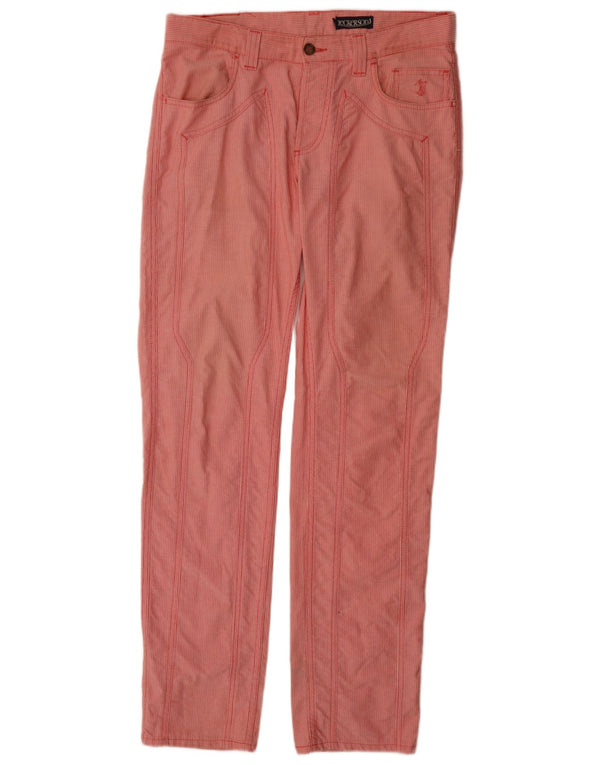 Pantaloni casual drepti pentru femei Jeckerson L33 L34 bumbac cu dungi roșii