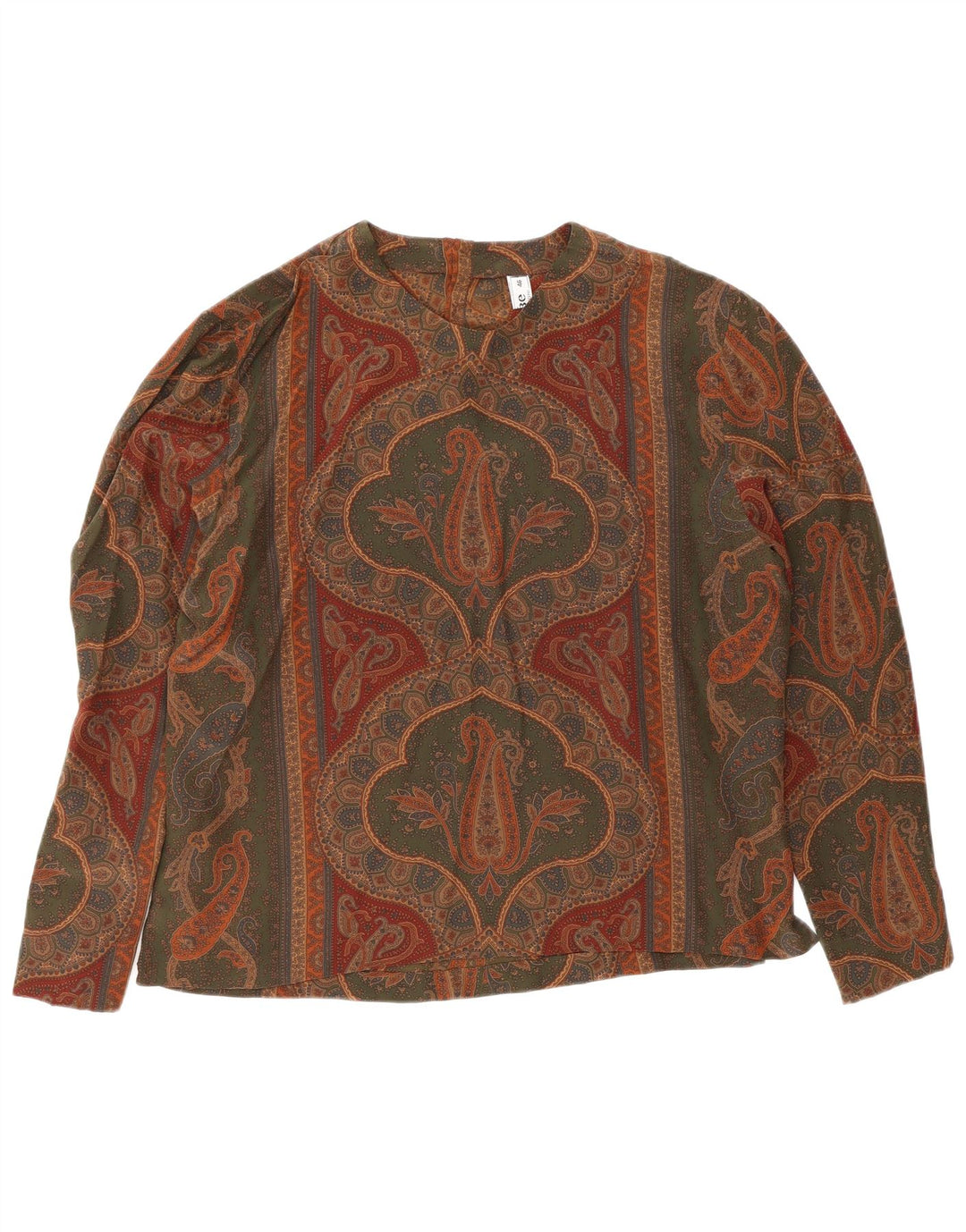 Bluză Vintage Femei Top IT 46 Mare Gri Paisley Mătase