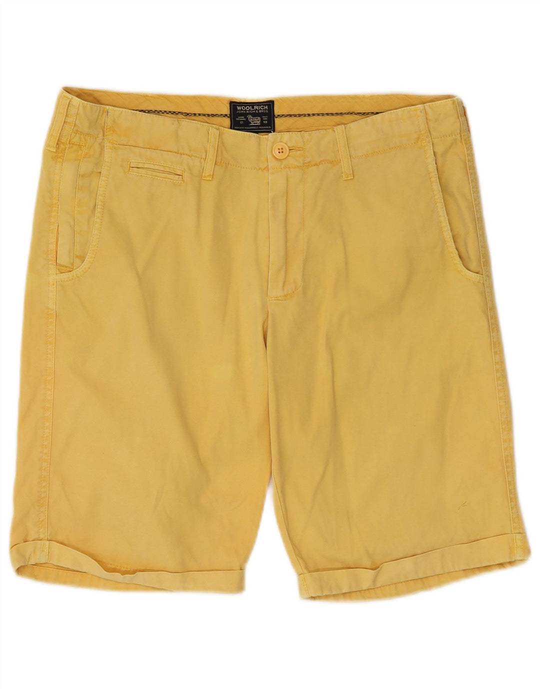 Pantaloni scurți chino Woolrich pentru bărbați W32, bumbac galben mediu