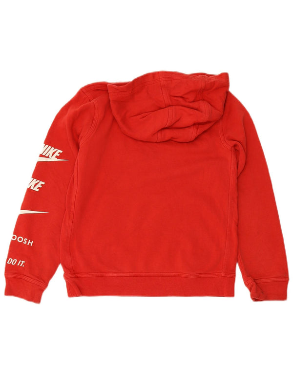 Nike Boys Graphic Hoodie Jumper 10-11 Years Medium Red Cotton