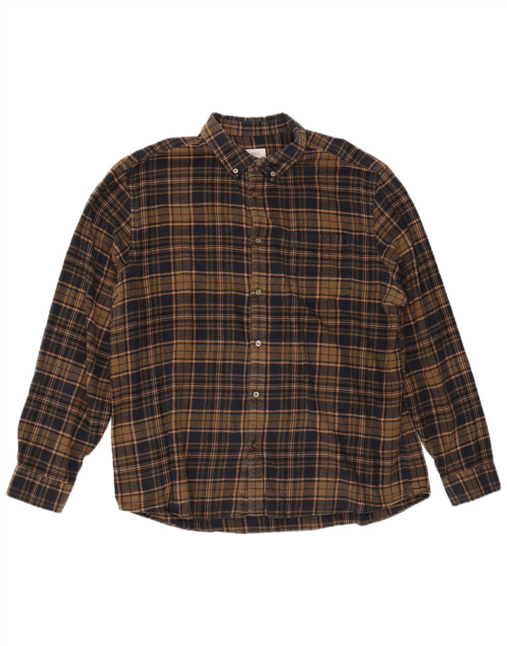 Cămașă de flanel pentru bărbați Marks & Spencer, 2XL, maro, cu tăiere obișnuită