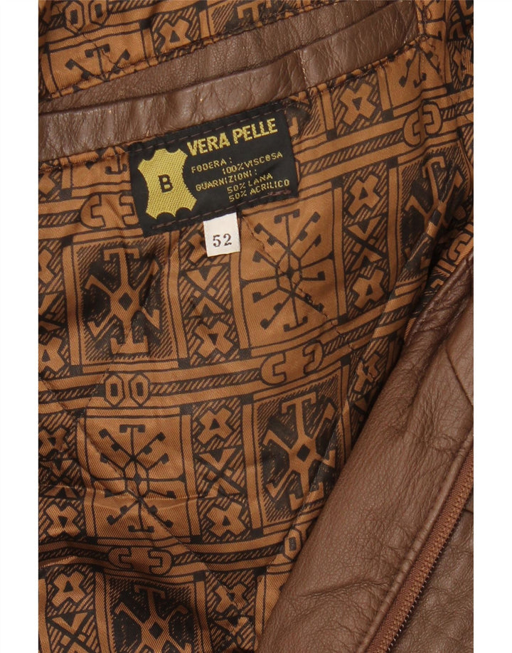 Jachetă din piele vintage pentru bărbați IT 52 XL din piele maro