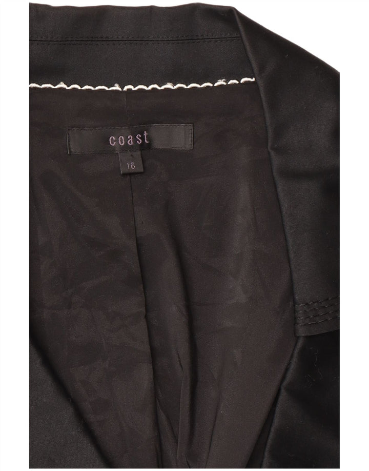 Jachetă pentru femei Coast Blazer cu mâneci 3/4 deschise UK 16, mare, negru, bumbac