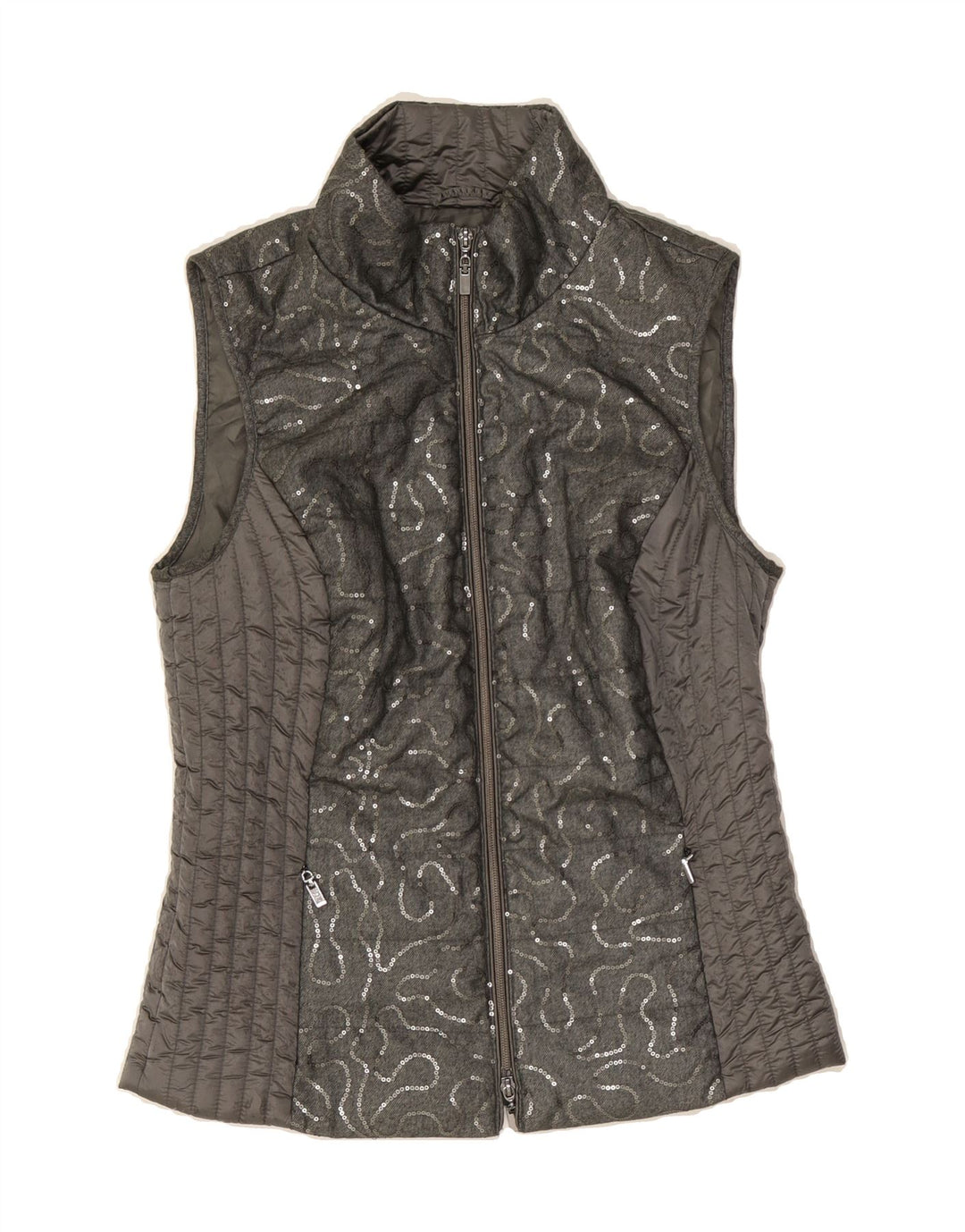 BONITA Womens Padded Gilet UK 10 Small Grey Polyester Vintage Bonita and Second-Hand Bonita from Messina Hembry 