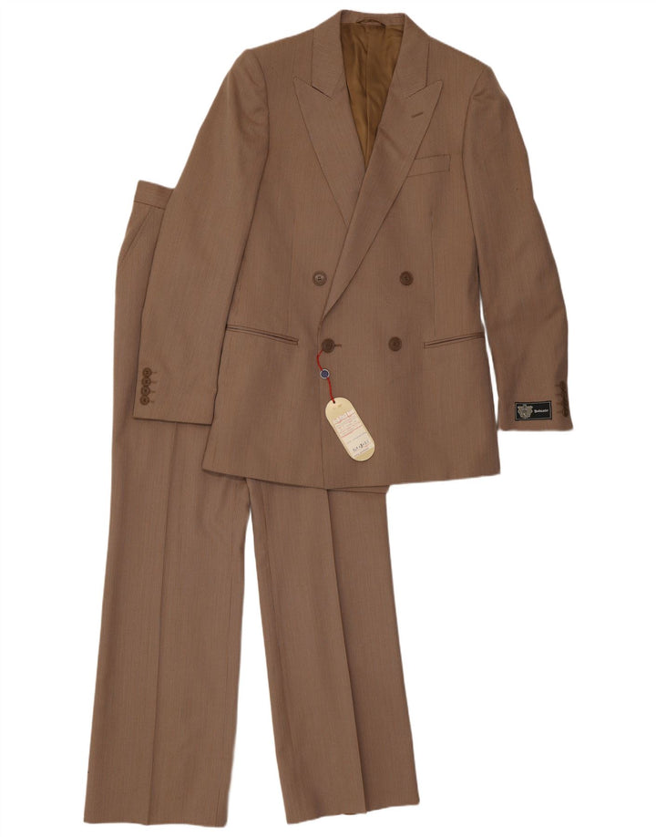 Costum 2 piese pentru bărbați vintage IT 48 Medium W30 L32 Brown Pinstripe
