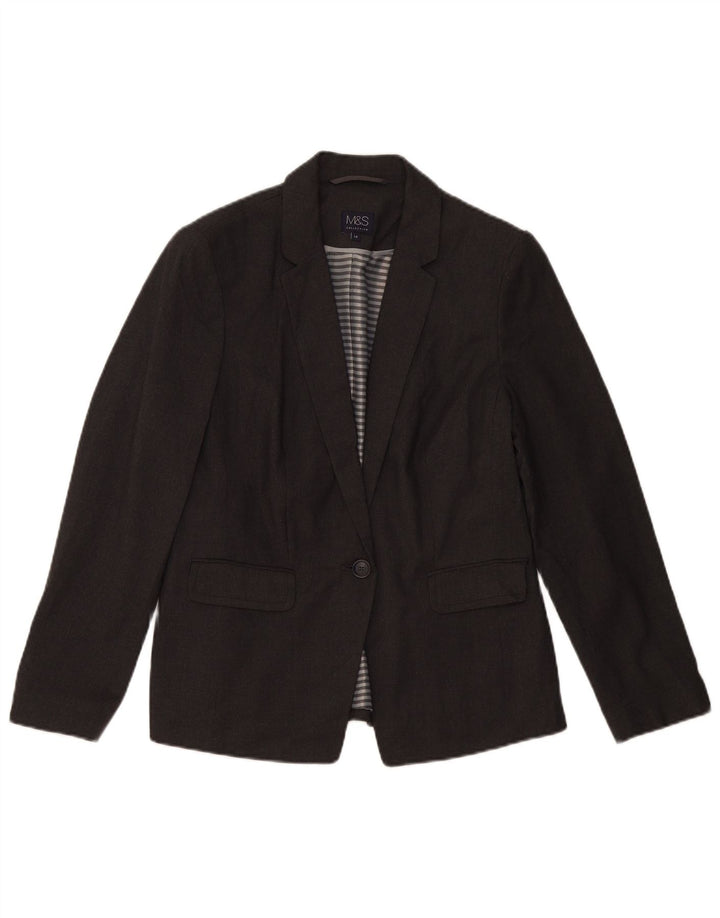 Sacou Marks & Spencer pentru femei, cu 1 nasture, UK 14, mare, gri cu pete