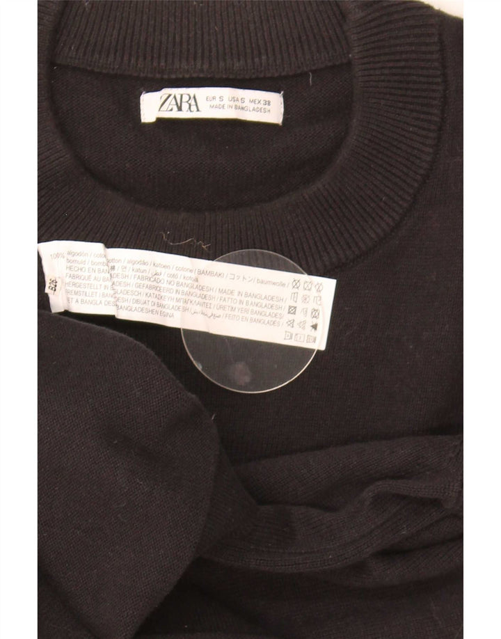 Pulover pentru bărbați Zara, cu decolteu, mic, negru, bumbac