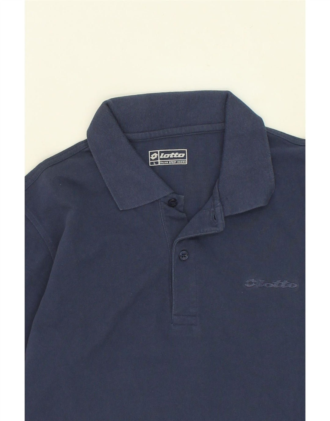 LOTTO Mens Polo Shirt Large Navy Blue Cotton Vintage Lotto and Second-Hand Lotto from Messina Hembry 
