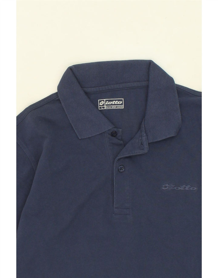 LOTTO Mens Polo Shirt Large Navy Blue Cotton Vintage Lotto and Second-Hand Lotto from Messina Hembry 