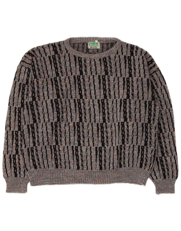 Pulover pentru femei Benetton, cu gâtul barcă, UK 14 Medium Gri Dunge