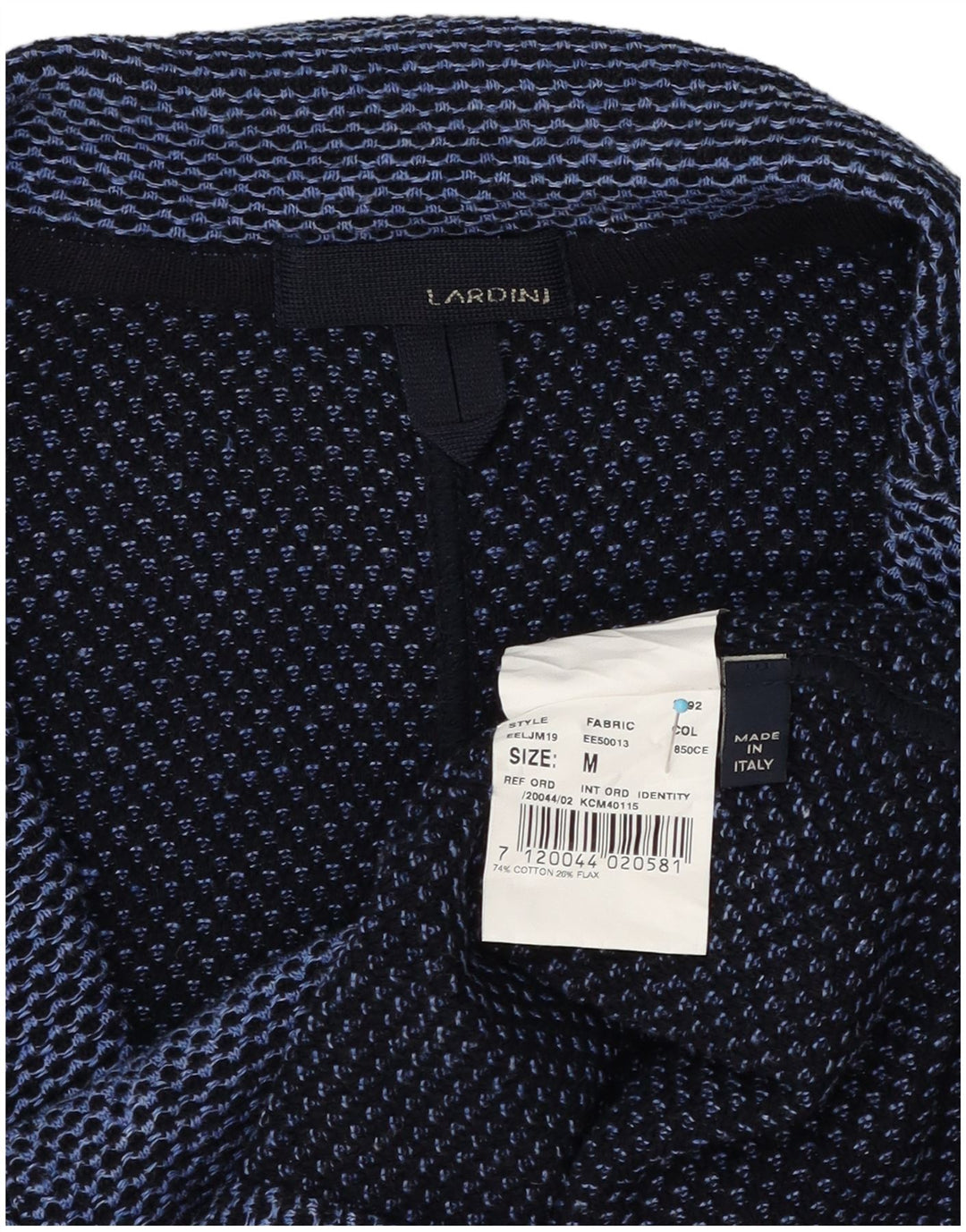 Sacou blazer pentru femei Lardini cu 2 nasturi UK 12, bumbac cu pete albastre medii