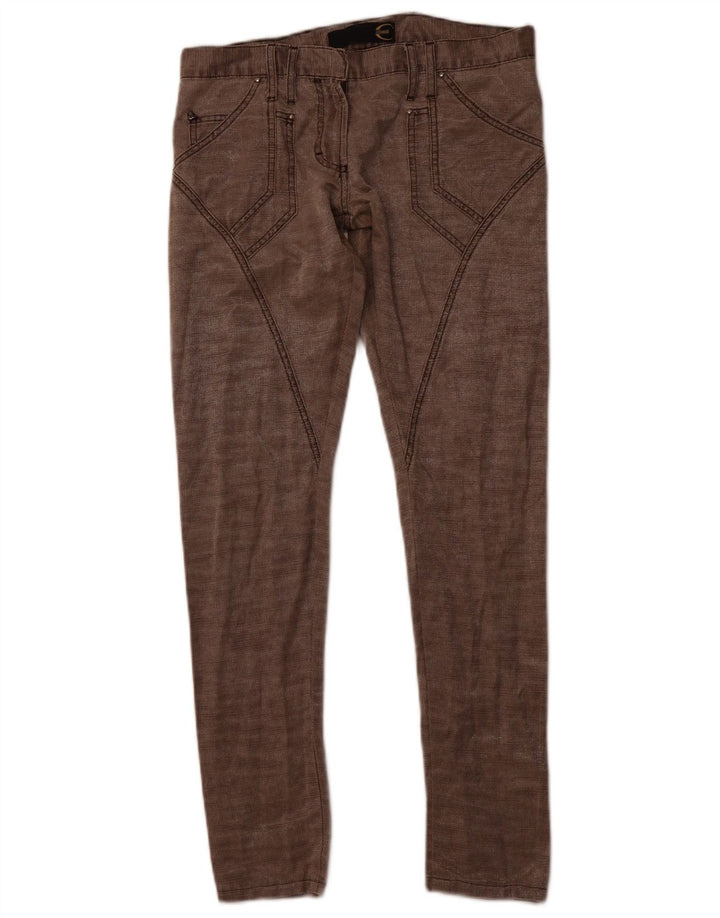 JUST CAVALLI Pantaloni casual subțiri pentru femei IT 40 Small W30 L30 Maro Bumbac