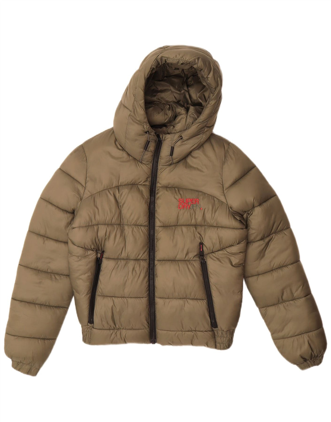 SUPERDRY Jachetă căptușită cu glugă pentru femei UK 12 Medium Khaki Nylon