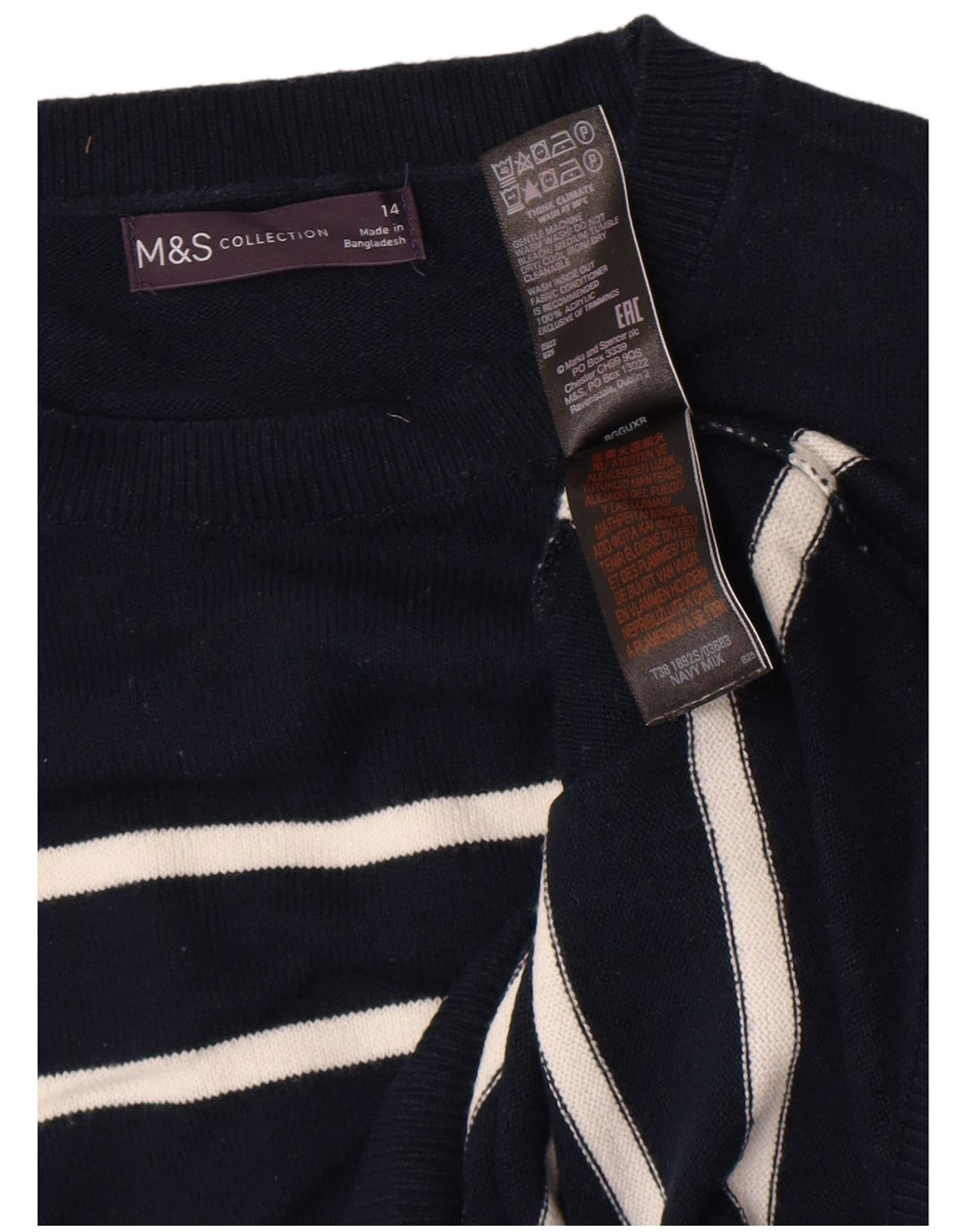 Pulover pentru femei Marks & Spencer cu decolteu triplu UK 14 Medium Bleumarin