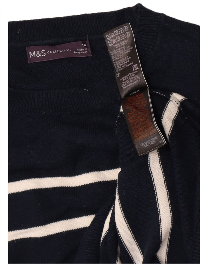 Pulover pentru femei Marks & Spencer cu decolteu triplu UK 14 Medium Bleumarin
