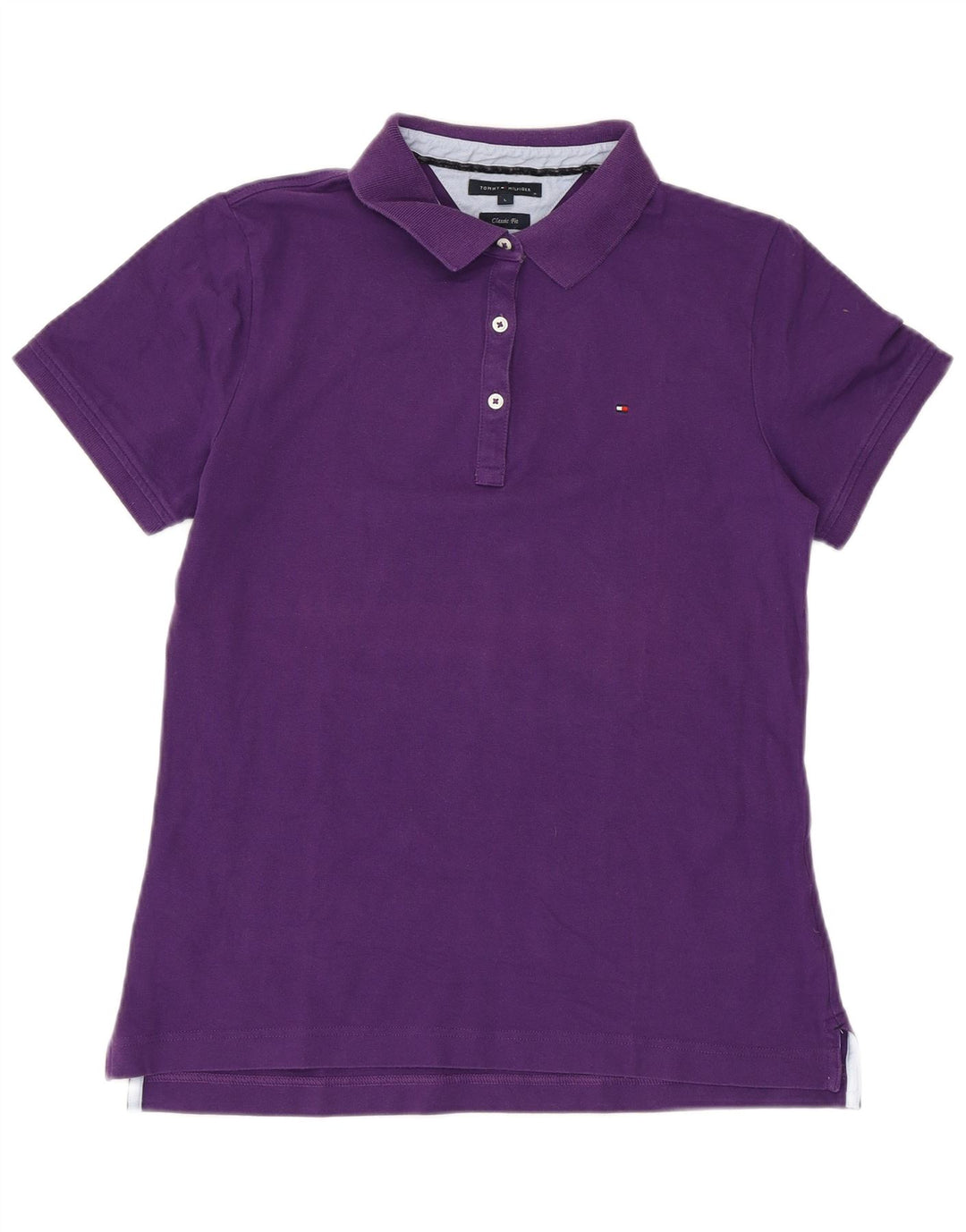 Tricou polo TOMMY HILFIGER pentru femei, cu ajustare clasică, UK 14, bumbac violet mare