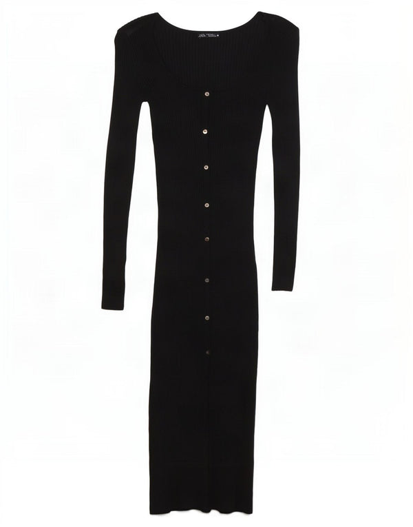 Rochie bodycon cu mânecă lungă pentru femei Zara UK 12 bumbac mediu negru