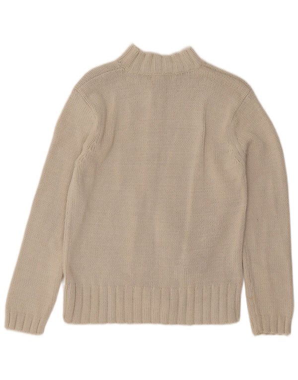 Pulover cardigan cu fermoar complet pentru femei Marks & Spencer UK 10 mic, bej, bumbac