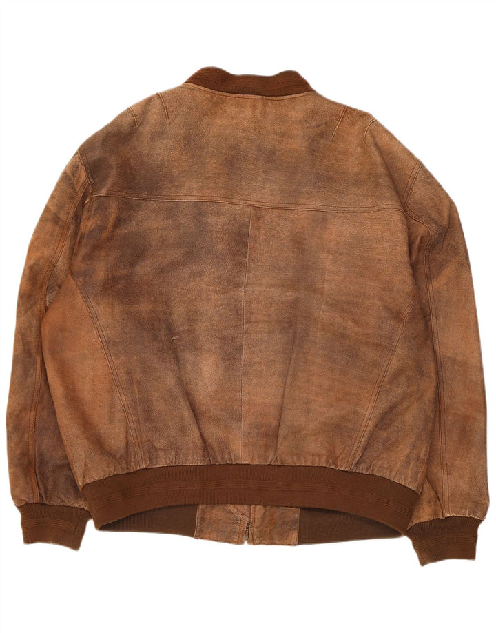 Jachetă de piele vintage pentru bărbați UK 42 XL din piele maro
