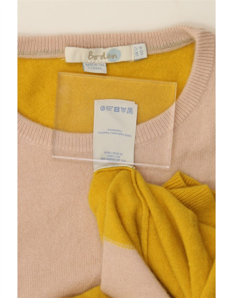 BODEN Womens Crew Neck Jumper Sweater UK 8 Small Yellow Colourblock Vintage Boden and Second-Hand Boden from Messina Hembry 