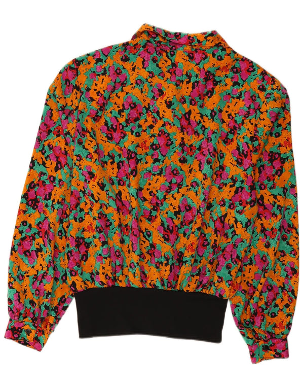 Bluză vintage cu mâneci lungi pentru femei UK 16 mare, multicoloră, florală