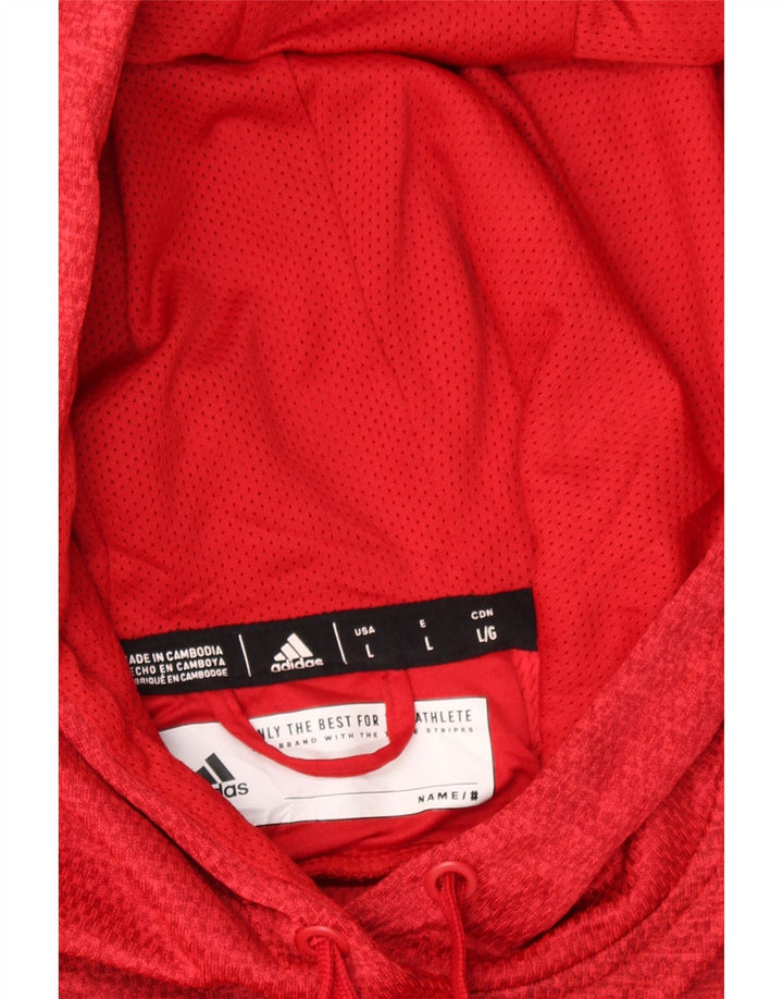 ADIDAS Mens Graphic Hoodie Jumper Large Red Polyester Vintage Adidas and Second-Hand Adidas from Messina Hembry 