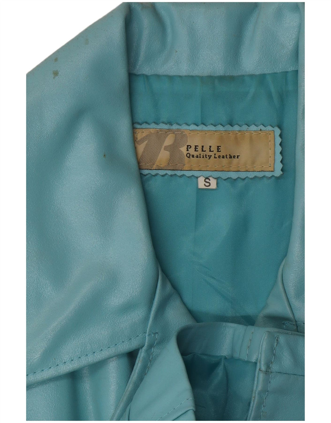 Jachetă de piele pentru femei VINTAGE UK 10 Mic din piele albastră