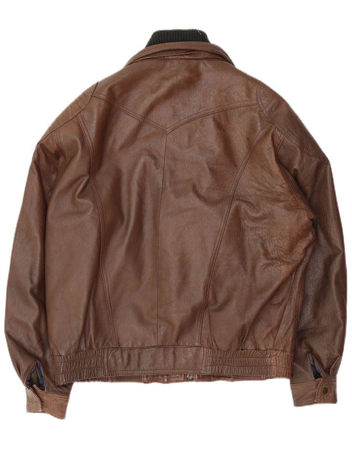 Jachetă de piele VINTAGE pentru bărbați, cu ajustare largă, UK 34 XS, piele maro