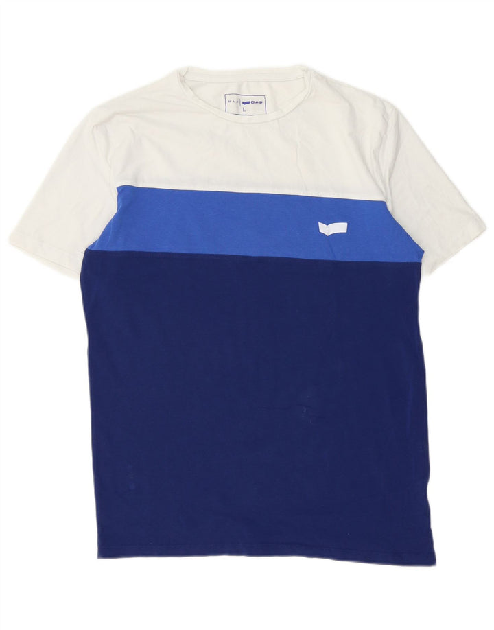 Tricou pentru bărbați Gas Top mare, albastru, color block, bumbac