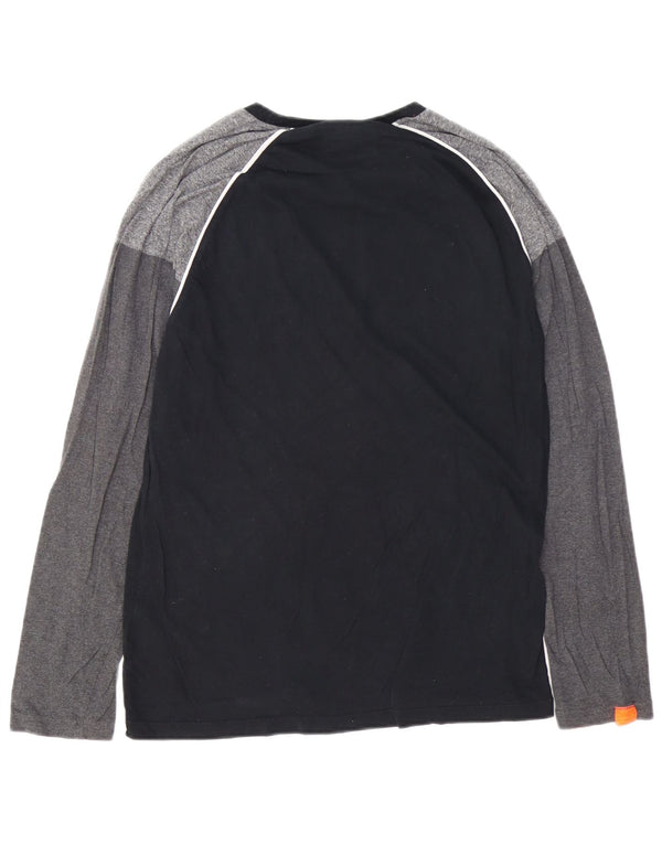 SUPERDRY Top pentru bărbați cu mânecă lungă, mare, negru, color block, bumbac