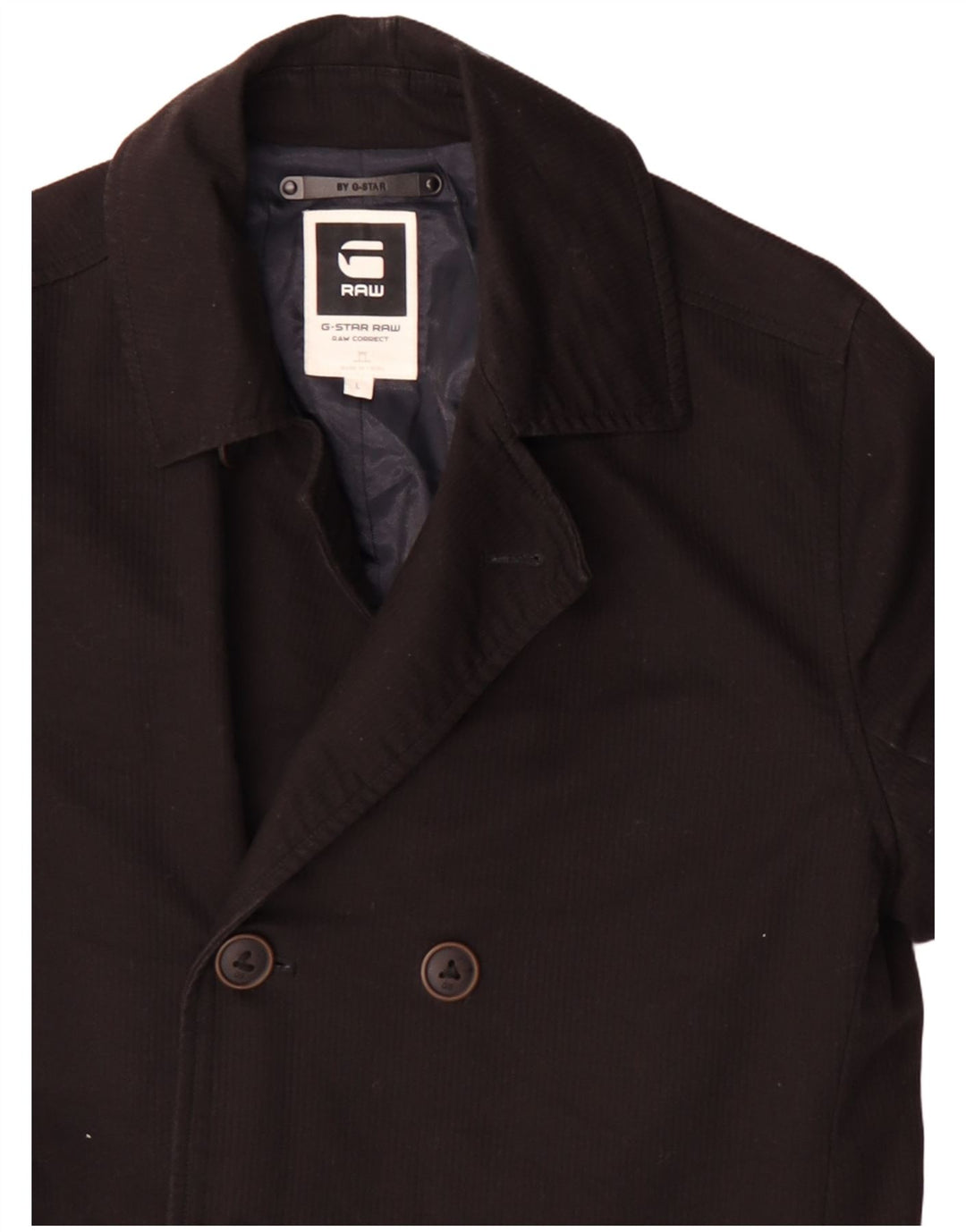 G-Star Palton dublu pentru bărbați UK 40, mare, negru, bumbac