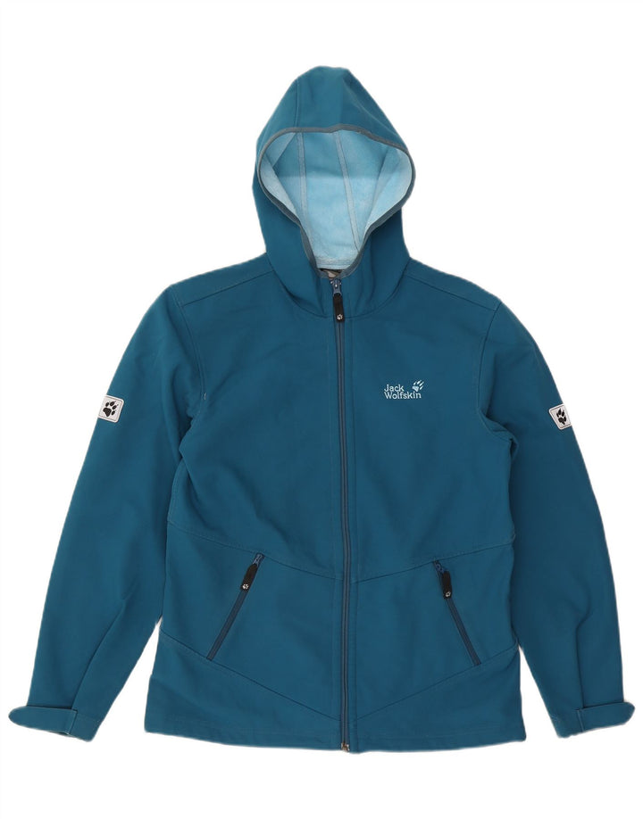 Jachetă Jack Wolfskin pentru fete, cu glugă, 15-16 ani, poliester albastru