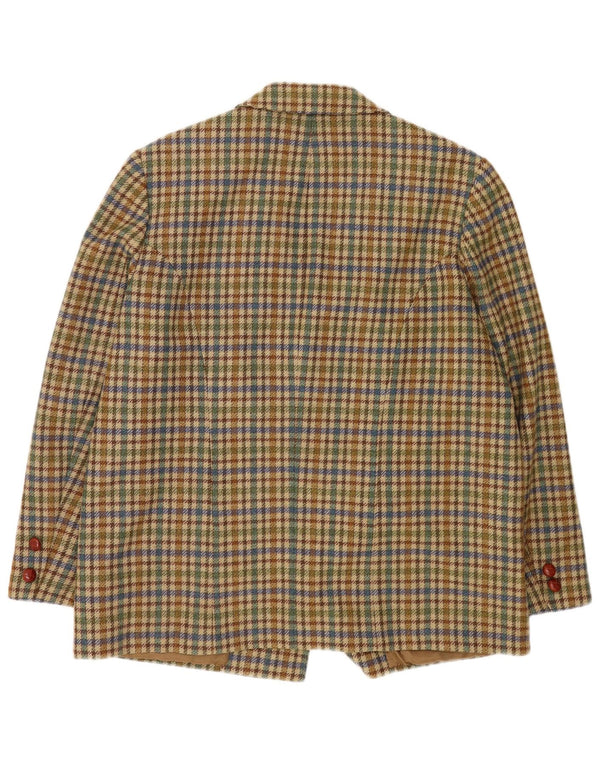 Jachetă Blazer Vintage pentru femei cu 3 nasturi UK 20 2XL Bej Houndstooth