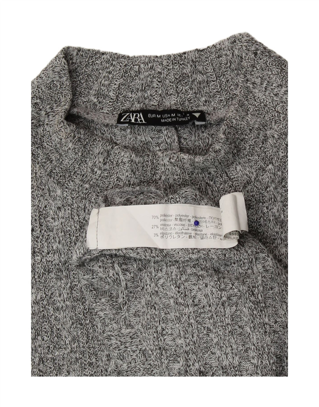 Rochie Maxi Jumper pentru Damă Zara UK 12 Medium Gri Poliester cu pături
